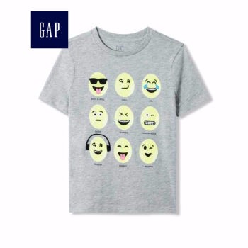 Gap男童 舒适趣味印花短袖T恤634985 杂灰色 150cm(XL)